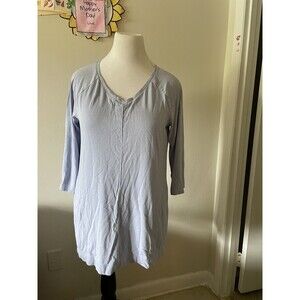 Pure J. JILL Blue Pullover Tunic Tee Top 3/4 Sleeve Pockets Cotton modal knit M